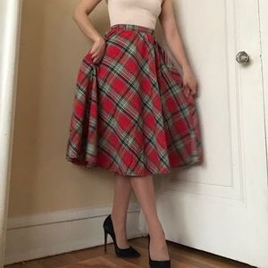 1950’s plaid midi full circle skirt with pockets